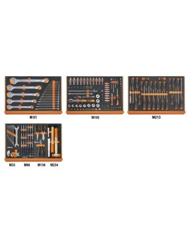 ​Composition de 215 outils pour la maintenance générale en plateaux mousse compacte
