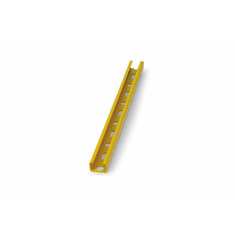 Profilés pour charges légères type «C». Rail perforé. Revêtement plastique jaune 